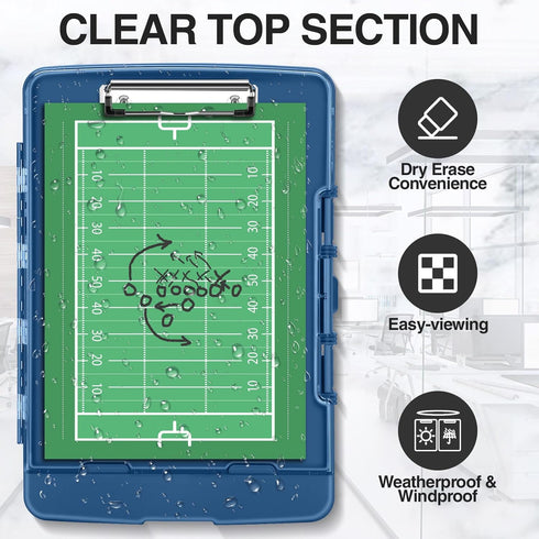 Sooez Original Clipboard with 2 Storage & Pen Holder, Heavy Duty 8.5x11 Clip Boards, Clearview Dry Erase Clipboard