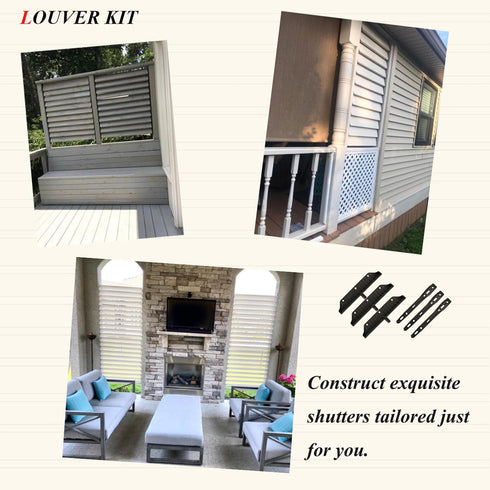 Explranltec 11 (48'') Louver Bracket Kit, Deck Sunblind System, Shutters Hardware System for Windows Garden, Complete
