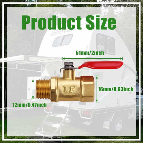 2 PCS Lead-Free Brass Mini Ball Valve Shut Off Switch, 1/4" NPT Male x 1/4" NPT Female Pipe Fittings