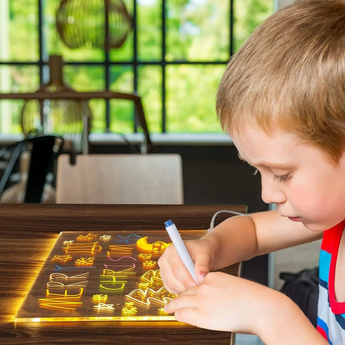 LED Note Board with Colors, Acrylic Dry Erase Board for Kids, Light up Board with Stand & 7 Pens