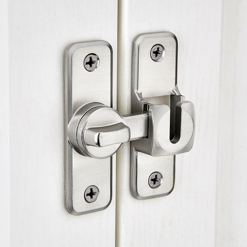 INIRET 90/180 Silvery Enhanced Security Flip Latch Lock - Heavy-Duty Degree Sliding and Swing Door Latch for Barns