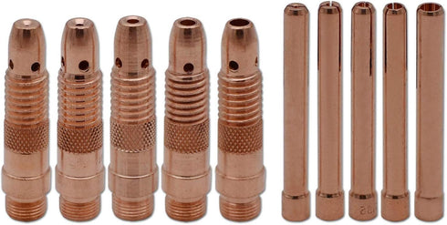 10Pcs Assorted Collet Body for TIG Welding Torch 17, 18, and 26, Sizes 10N30, 10N31, 10N32, 10N28, 10N22, 10N23, 10N24,