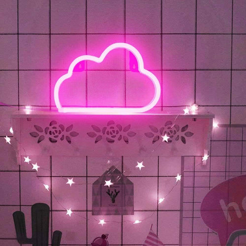 YouOKLight Neon Cloud Sign, LED Wall Light Night Lights, Battery or USB Powered for Bedroom Decor, Pink
