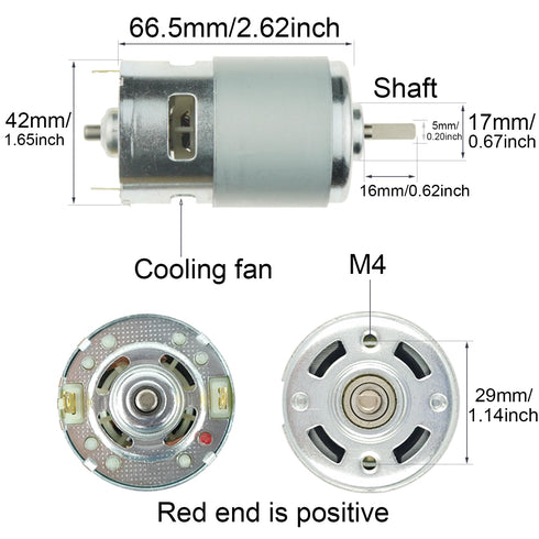DC 775 Motor 12V-24V 6000-12000RPM, High Torque Low Noise Electric Motor with Bracket for Mini Angle Grinder, Drill