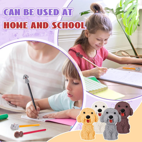 Kisston 100 Pcs 3D Dog Pencil Top Erasers, Cute Animal Erasers for Kids, Funny Dog Party Favors
