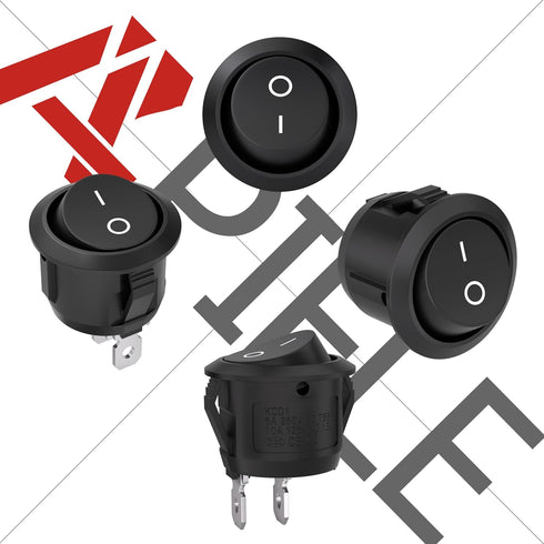 APIELE 10Pcs Rocker Switch ON Off KCD1 Mini Round Toggle Switch, Pre-Wired Car Boat Automotive with Wires