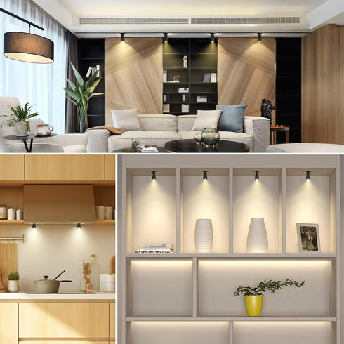DEDC 6pcs 3000K Dimmer, Closet LED Mini Spot Light, Spotlights with RF Art Picture Lights, Spotlight for Plants Jewelry