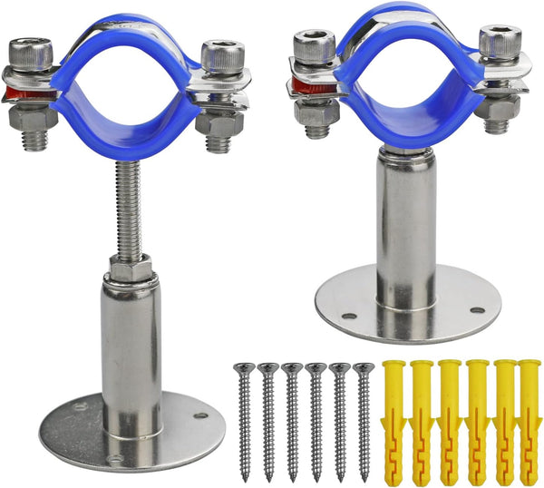 2PCS 304 Stainless Steel Wall Mount Pipe Supports, Adjustable Pipe Strap Clamp for OD Pipe 32-34mm