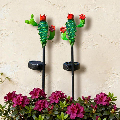 2Pack Viveta Garden Solar Lights - Cactus Solar Figurine Lights Stake, Waterproof Outdoor Decor for Pathway, PatioLawn
