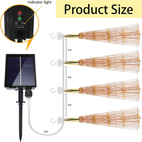 4 800LED 8 Dimmable Pcs Solar Starburst Sphere Lights,Firework Light Remote Control Timer Modes Waterproof Hanging