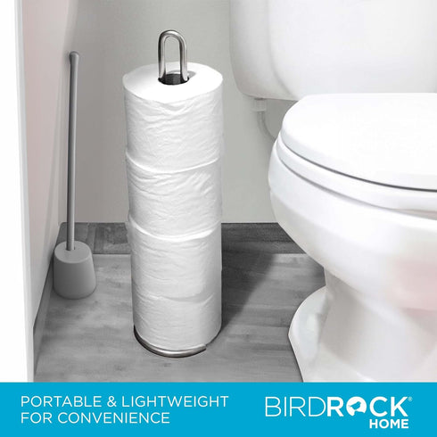 INTERNET'S BEST Stainless Steel Toilet Paper Holder Reserve - Modern Vertical Stand Tissue Dispenser - Brushed