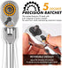 Dual 3/8 and 1/4 Drive Flex Head Ratchet, 72-Tooth 3/8 Ratchet Wrench with Quick-release and Reversible Switch