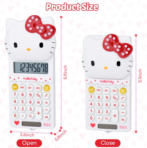 Cute Calculator, 5.9 * 2.6in, 8 Digit LCD Display, Kids Mini Cartoon Handheld Calculator with Batteries
