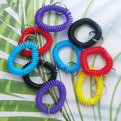 TIHOOD 100PCS Wristlet Keychains, Stretchable Plastic Wrist Keychain Bracelet for Office, Workshop, Outdoor Sport