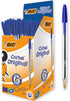 Bic Cristal Original Ballpoint Pens, Medium Point (1.0 mm), Blue, Box of 50 Every-Day Writing Pens with Clear Barrel