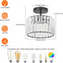Decoluminner Crystal Ceiling Light Semi Flush Mount Ceiling Light Crystal Chandelier Hallway Light fixtures Black Close