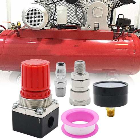 1/4" Air Compressor Pressure Regulator with Gauge 0-180 PSI Inline for Air Compressor and Pneumatic Tools