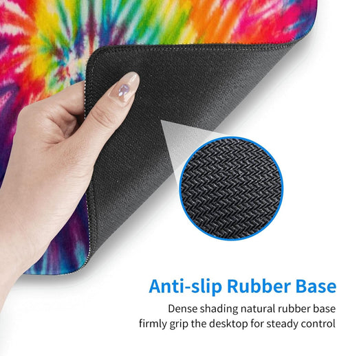 Extended Large Cool Tie Dye Art Mouse Pad, 31.5 x 11.8 Inch, Oversized Desk Mat with Stitched Edges for Home Office