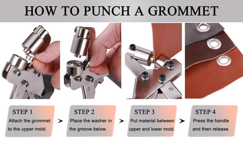 Grommet Tool Kit 3/8 Inch Eyelet Press Pliers with 500pcs Silver Grommets