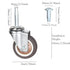 Stem Caster Wheels with 5/16" x 1-1/2" Stem Sockets, TPR Replacement Swivel Casters for Carts and Furniture