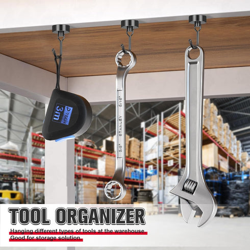 FINDMAG 12 Pack Heavy Duty Magnetic Hooks, 60 LB+ Swivel Hooks for Hanging in Kitchen, Office, Garage