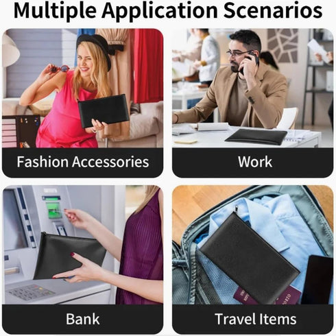 TsuvyXeg 2 Pack Money Bags with Zipper Cash Bank Deposit Pouch Leather Passports Bag Document Holder Check Wallet
