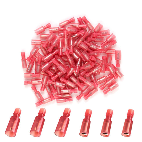 100 Pcs Bullet Connectors, Quick Connect & Disconnect Electric Terminals, 22-16 AWG, Nylon Fully Insulated Female &