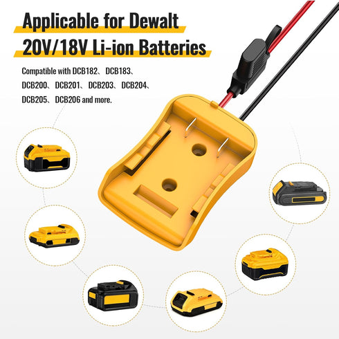 Power Wheels Adapter for Dewalt 20V Battery, Battery Conversion Kit with Fuse Holder and Wire Harness