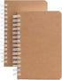 TWONE Kraft Cover Lay Flat Spiral Notebooks, 3.5" x 5.5", Two Pack, 180 Ruled Pages, Easy to Carry