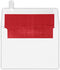LUXPaper A7 Foil Lined Invitation Envelopes - White w/Red LUX Lining - 5 1/4" x 7 1/4" - 50 Qty