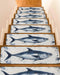 BOHOOSKYLAR Ocean Life Stair Treads Retro Blue Tuna Oil Painting Wood Grain Indoor