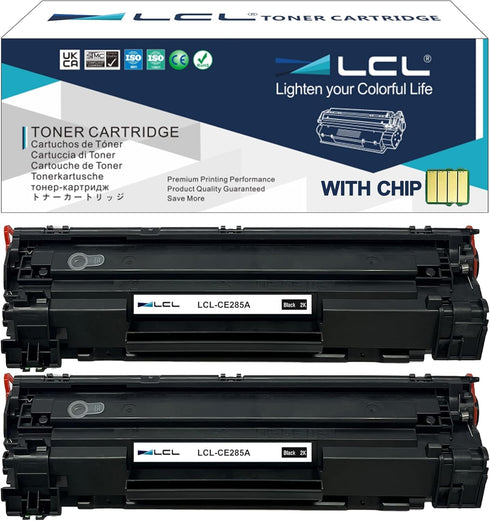 LCL Compatible Toner Cartridge Replacement for HP 85A CE285A, 2-Pack Black