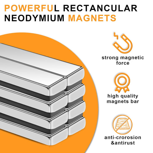 MIKEDE Strong Magnets, 5 Pack Rare Earth Bar Magnets with Double-Sided Adhesive, Neodymium Heavy Duty Locker Magnet,