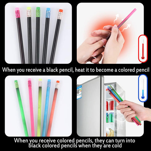 Outus 60 Pieces Color Changing Mood Pencils for Kids, 2B Thermochromic Pencils with Eraser for Birthday Party Favors
