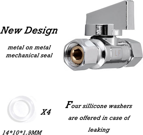 2 Pack Chrome Brass 3/8" Comp FIP x 3/8 Inch Compression MIP Quarter Turn Water Straight Angle Stop Valve