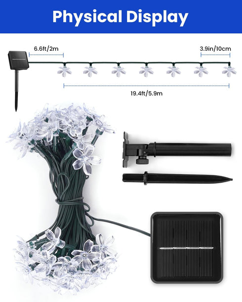 60 Brightown LED Solar Flower String Lights for Outside Waterproof Fairy Lights for Garden Yard Fence Patio Christmas