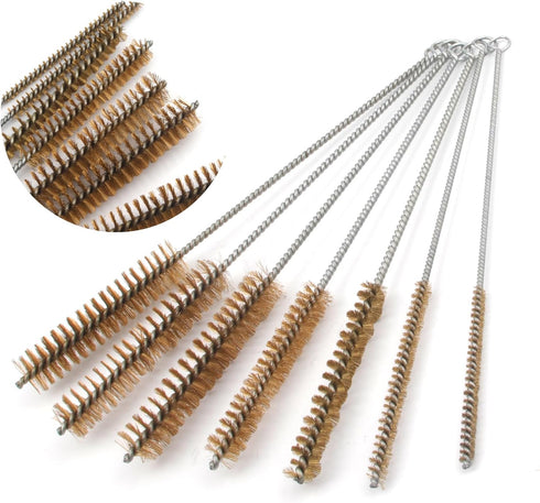 7pcs Tube Brush Kit, Brass Wire Tube Brushes, Stainless Steel Bottle Brush, Long Handle 11'' for Cleaning