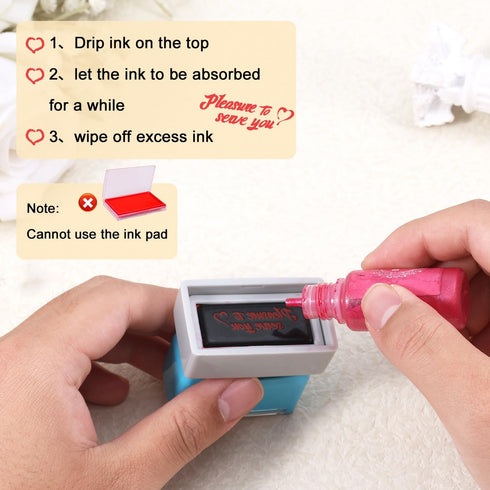 Gosknor 2 Pcs Pleasure to Serve You Stamps, Self Ink Stamp Personalized Custom Cute Server Stamps for Checks Square