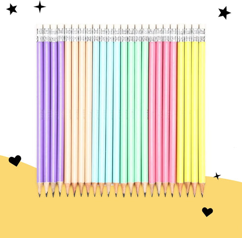 Yoobi #2 Pre-Sharpened Pencils in Cute Pastel Colors - 2 Packs of 24 for School & Office Supplies
