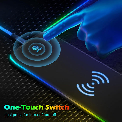 AIBICIDI 15W, 800x300x4mm, 13 RGB Gaming Mouse Pad with Wireless Charging XXL Extra Large LED Mousepad Light Modes