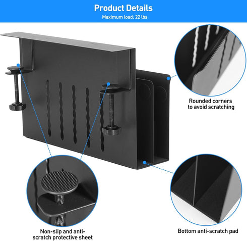 Desk Side Storage, Under Desk Laptop Mount with Hanging File Organizer and Magnetic Pen Holder for Office