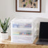 Gracious Living 3 Drawer Desktop Organizer, Craft Storage with Organization Lid for Office Supplies, White/Clear