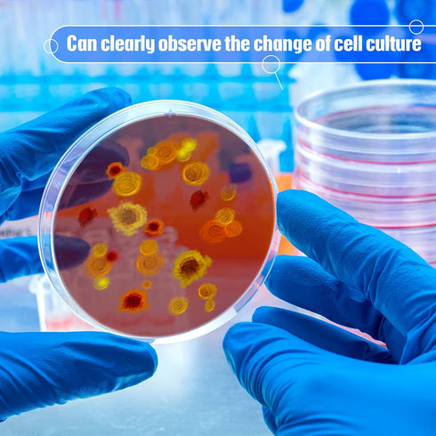 200 Pack Sterile Plastic Petri Dishes - 90mm Dia x 15mm Deep Clear Thick Science Dish Lab Cell Culture Dishes for Lab