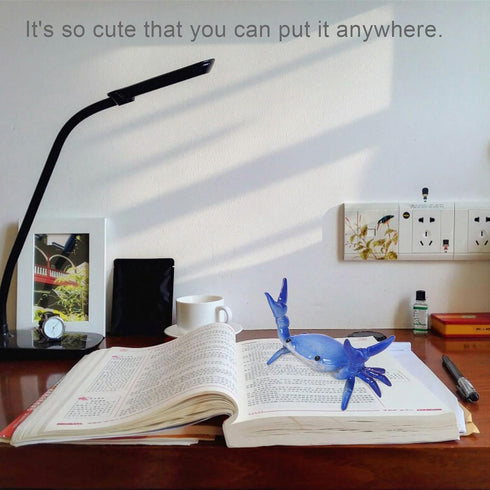Dark Blue Creative Crab Pen Holder, Weightlifting Crabs Storage Rack for Office Desktop Decoration