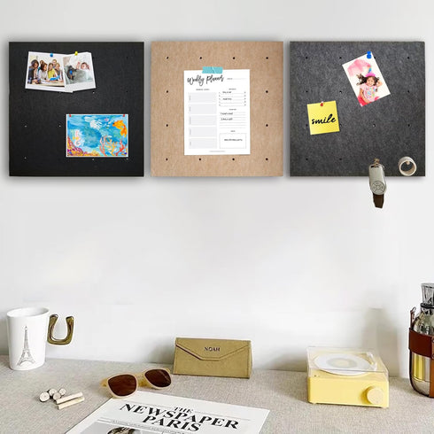 Large Brown Felt Pinboard, 12"x12"-1/2" Thick, 6 Pack Self-Adhesive Cork Board for Walls, Soundproof Vision Board with