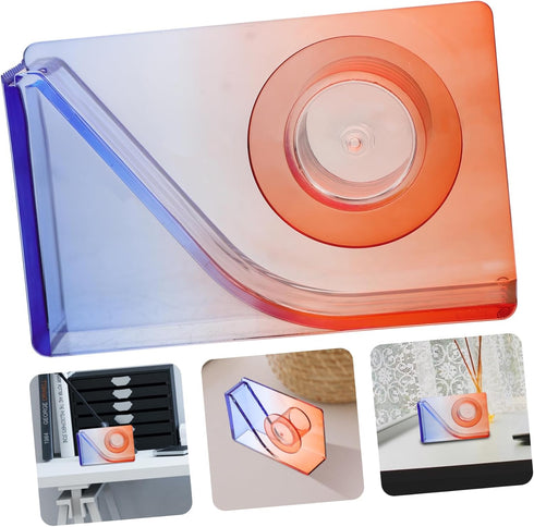 Gradient Color Small Tape Holder Mini Desktop Office Tape Dispenser Packing Cutter (red and Blue Mini Stickers Clear Stickers ' Stickers Household Tape Dispenser Desk Tape Pp by Ciieeo