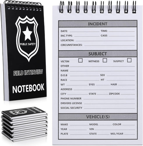 Teling 12 Pcs Public Safety Police Field Interview Notebook, 70 Sheets/140 Pages for Law Enforcement Officers