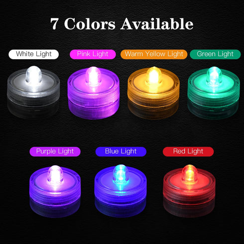 KOABY 12 Pack Warm Yellow Light Submersible LED Lights, Waterproof Flameless Submersible Lights for Decor