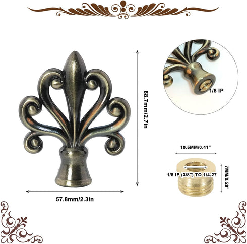 OMOBANU 1/8" 1/4-27 Finials for Lamps Antique Bronze Compatible with Thread and Lamp Finials Decorative Screw Cap