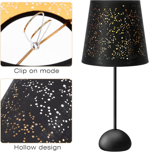 Clip-Bulb 5.90X5.90X5.51 Inch Angoily Hollow-Out Black Cloth Lamp Shade, Floor Lamp Stylish Light Cover, Light